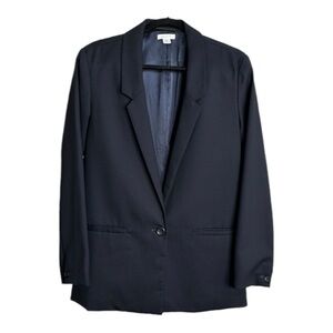 GARNET HILL Navy Blue Wool Blazer One Button Polished Chic Professional Size 8